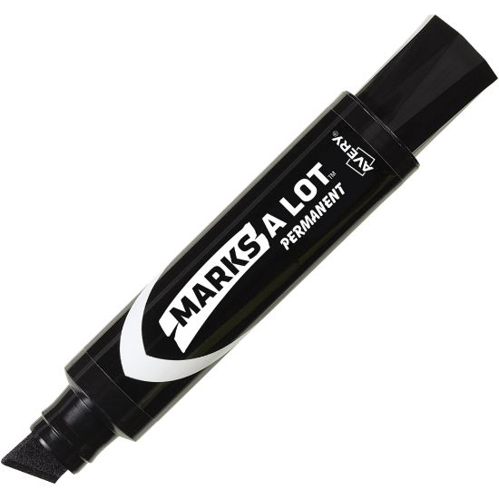 Picture of Avery Marks A Lot Permanent Markers - Jumbo Desk-Style Size - Chisel Marker Point Style - Black - Black Barrel - 1 Dozen