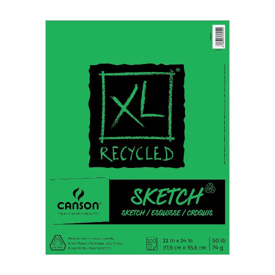 Picture of Canson XL Sketch Pads, Fold-Over, 11in x 14in, 100 Sheets, Pack Of 3