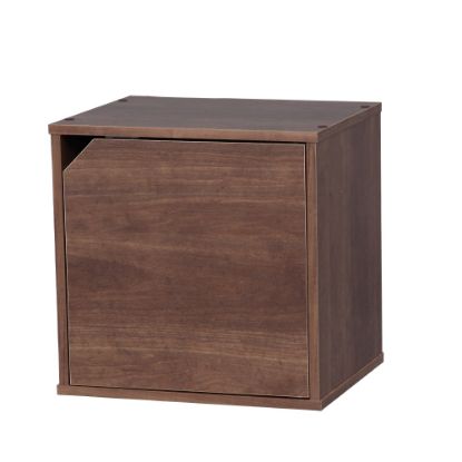 Picture of IRIS BAKU 14inH Modular Cube Storage Box With Door, Brown