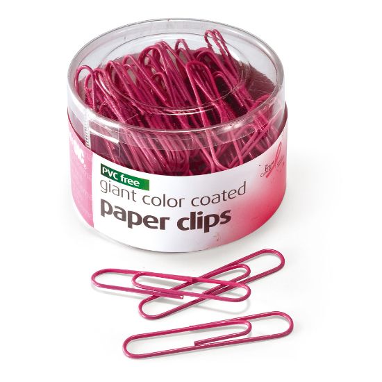 Picture of OIC Paper Clips, Tub Of 80, Jumbo, Breast Cancer Awareness