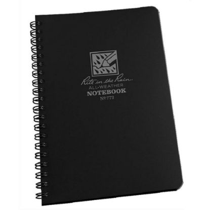 Picture of Rite in the Rain All-Weather Spiral Notebooks, Side, 4-5/8in x 7in, 64 Pages (32 Sheets), Black, Pack Of 6 Notebooks