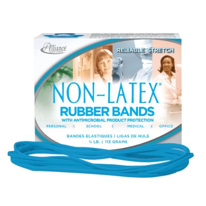 Picture of Alliance Rubber Bands With Antimicrobial Protection, #117B, 7in x 1/8in, Cyan Blue