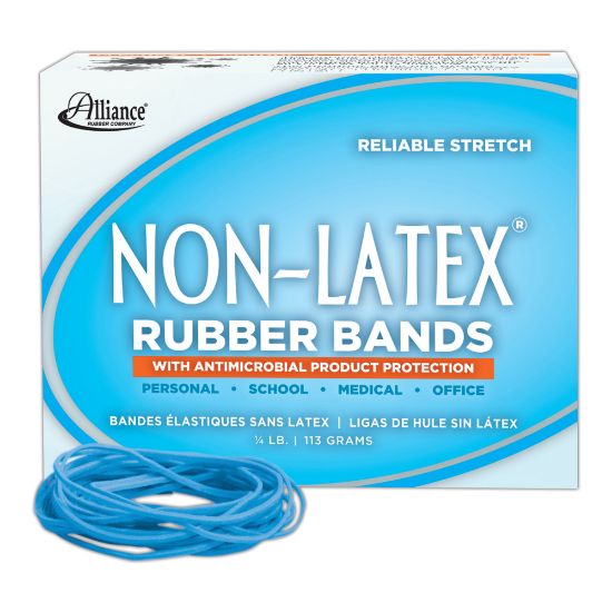 Picture of Alliance Rubber Bands With Antimicrobial Protection, #19, 3 1/2in x 1/16in, Cyan Blue