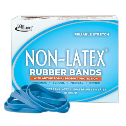 Picture of Alliance Rubber Bands With Antimicrobial Protection, #64, 3 1/2in x 1/4in, Cyan Blue