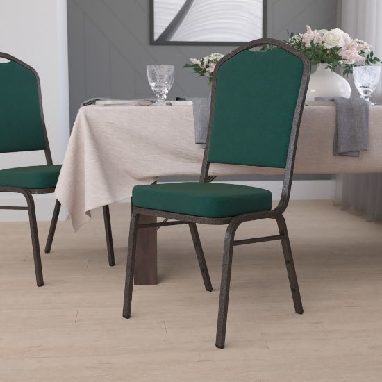 Picture of Flash Furniture HERCULES Series Crown Back Stacking Banquet Chair, Emerald Green/Goldvein