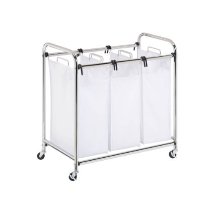 Picture of Honey-Can-Do Heavy-Duty Triple Laundry Sorter, Extra Large Size, Chrome