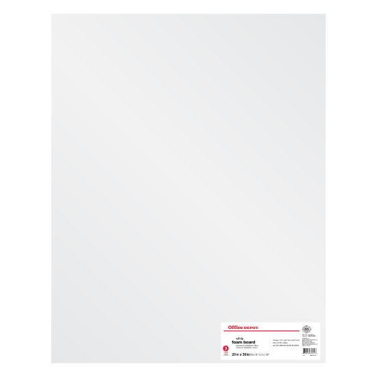 Picture of Office Depot Brand Foam Boards, 20in x 30in, White, Pack Of 3