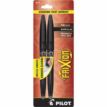 Picture of Pilot FriXion Ball Erasable Gel Pens, Pack of 2, Fine Point, 0.7 mm, Black Barrel, Black Ink