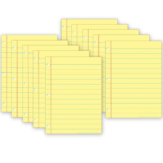 Picture of Ashley Productions Smart Poly PosterMat Pals Space Savers, 13in x 9-1/2in, Yellow Notebook Paper, Pack Of 10 Pieces