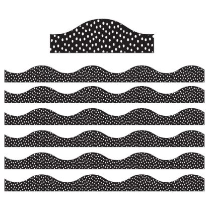 Picture of Ashley Productions Magnetic Scallop Border, White Messy Dots On Black, 12ft Per Pack, Set Of 6 Packs