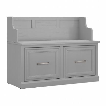 Picture of Bush Furniture Woodland 40inW Entryway Bench With Doors, Cape Cod Gray, Standard Delivery