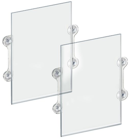 Picture of Azar Displays Clear Acrylic Window/Door Sign Holder Frame with Suction Cups, 11inW x 17inH, Clear, Pack Of 2