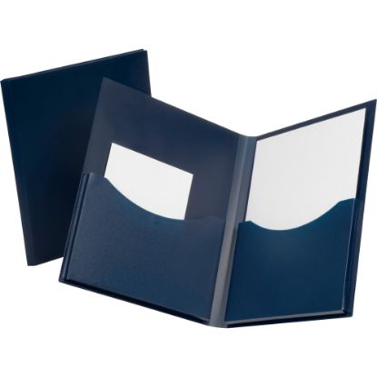 Picture of Oxford Double Stuff Poly Folders, 8-1/2in x 11in, 2 Pocket, Navy