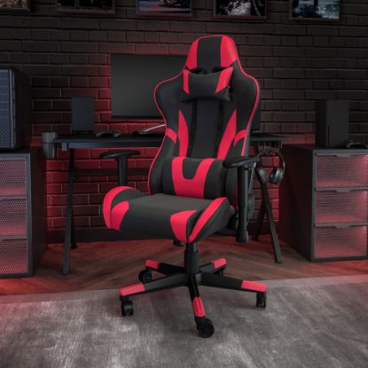 Picture of Flash Furniture X20 Ergonomic LeatherSoft Faux Leather High-Back Racing Gaming Chair, Red/Black