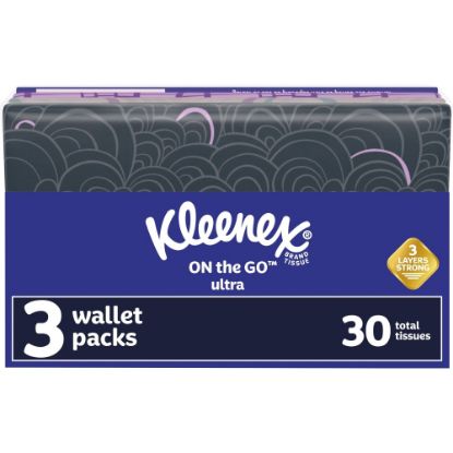 Picture of Kleenex Unscented Slim Wallet Facial Tissues, 10 Tissues Per Pack, Box Of 3 Packs