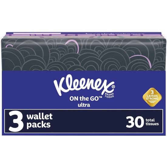 Picture of Kleenex Unscented Slim Wallet Facial Tissues, 10 Tissues Per Pack, Box Of 3 Packs