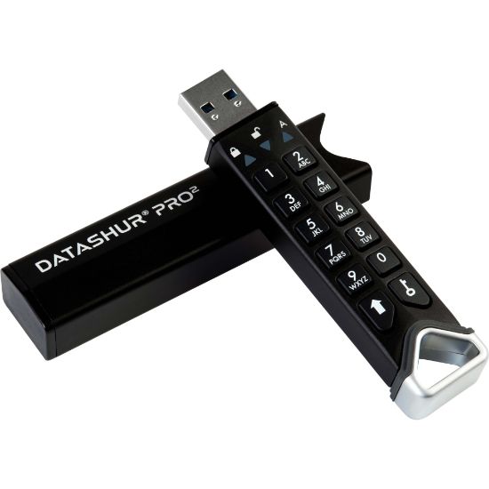 Picture of iStorage datAshur PRO2 16 GB | Secure Flash Drive | FIPS 140-2 Level 3 Certified | Password protected | Dust/Water-Resistant | IS-FL-DP2-256-16 - 16 GB - USB 3.2 (Gen 1) Type A - 168 MB/s Read Speed - 116 MB/s Write Speed - Black - 256-bit AES