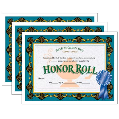 Picture of Hayes Certificates, 8-1/2in x 11in, Honor Roll, 30 Certificates Per Pack, Set Of 3 Packs