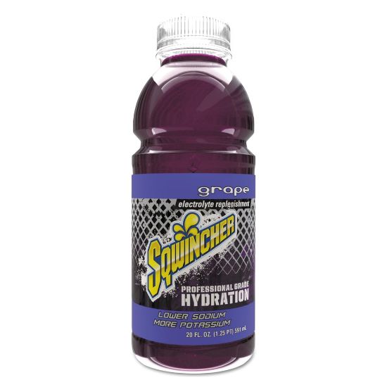 Picture of Sqwincher Ready-To-Drink Electrolyte Replenishment, Grape, 20 Oz Wide-Mouth Bottle, 24 Per Case