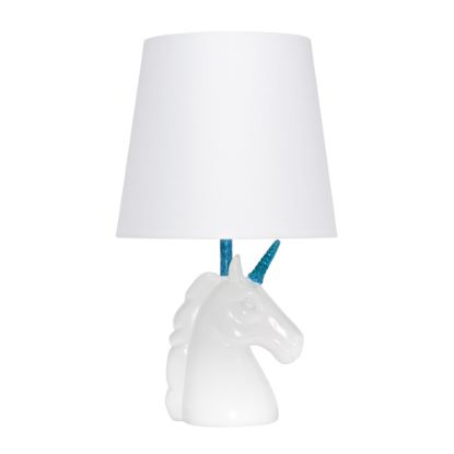 Picture of Simple Designs Sparkling Unicorn Table Lamp, 16inH, White/Blue