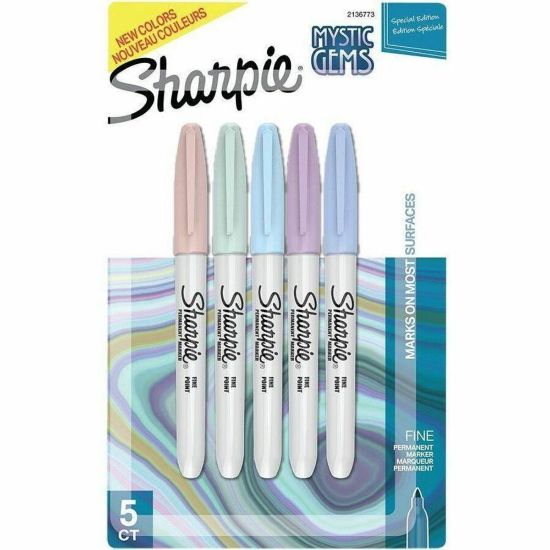 Picture of Sharpie Mystic Gems Permanent Markers - Fine Marker Point - Assorted - 5 / Pack