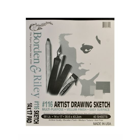 Picture of Borden & Riley #116 Artist Drawing/Sketch Vellum Pads, 14in x 17in, 40 Sheets Per Pad, Pack Of 2 Pads