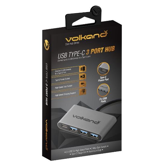 Picture of Volkano Core HUB Series 3-USB Type-C Port, Black, VK-20058-BK