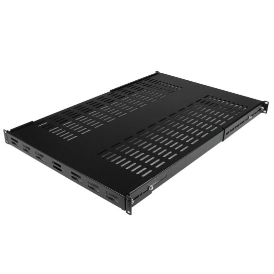 Picture of StarTech.com 1U Adjustable Mounting Depth Vented Rack Mount Shelf - Heavy Duty Fixed Rack Shelf - 250lbs / 113kg