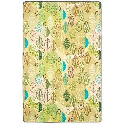 Picture of Carpets for Kids Pixel Perfect Collection Peaceful Spaces Leaf Activity Rug, 4ft x 6ft, Tan