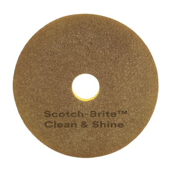 Picture of Scotch-Brite Clean & Shine Floor Pads, 14in, Yellow/Gold, Case Of 5