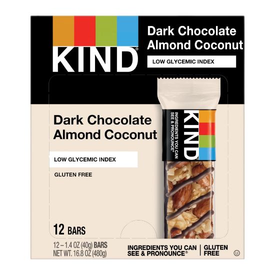 Picture of KIND Fruit And Nut Dark Chocolate, Almond And Coconut Bars, 1.6 Oz, Box Of 12