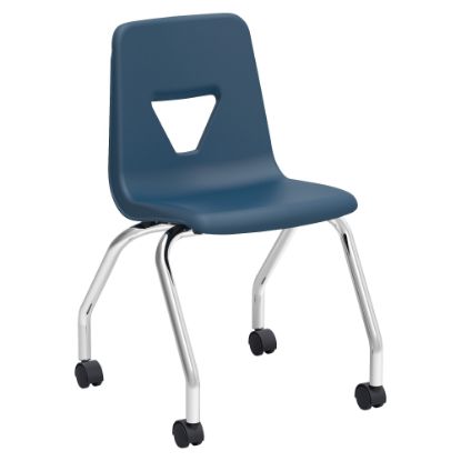 Picture of Lorell Classroom Mobile Chairs, 18inH Seat, Navy/Chrome, Set Of 2