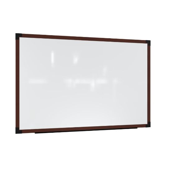 Picture of Ghent Prest Magnetic Dry-Erase Whiteboard, Porcelain, 50-1/4in x 62-1/4in, White, Carmel Oak Wood Frame