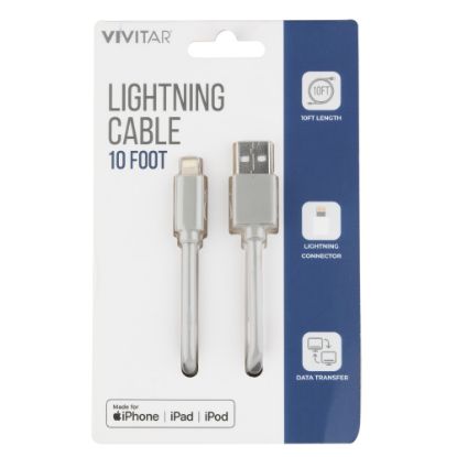 Picture of Vivitar Lightning To USB-A Cable, 10ft, Gray, NIL1010-GRY-STK-24