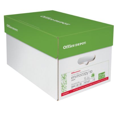 Picture of Office Depot EnviroCopy Copy Paper, 10 Reams, White, Letter (8.5in x 11in), 5000 Sheets Per Case, 20 Lb, 50% Recycled, FSC Certified