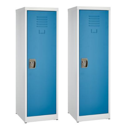 Picture of Alpine 1-Tier Steel Lockers, 48inH x 15inW x 15inD, Blue, Set Of 2 Lockers