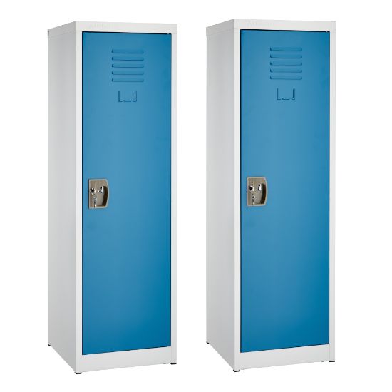 Picture of Alpine 1-Tier Steel Lockers, 48inH x 15inW x 15inD, Blue, Set Of 2 Lockers