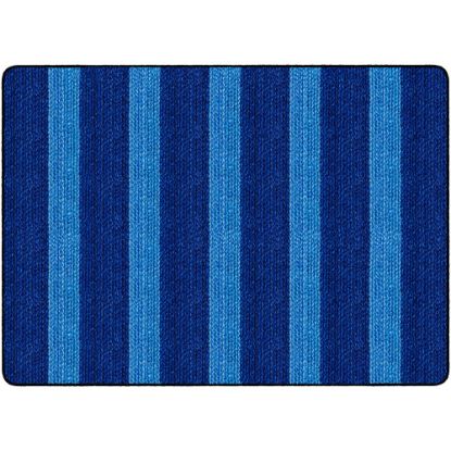 Picture of Flagship Carpets Basketweave Stripes Classroom Rug, 6ft x 8 3/8ft, Blue