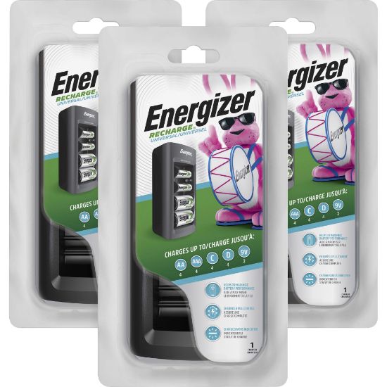 Picture of Energizer Recharge Universal Chargers - 3 / Carton - 6 Hour ChargingAA, AAA, C, D, 9V