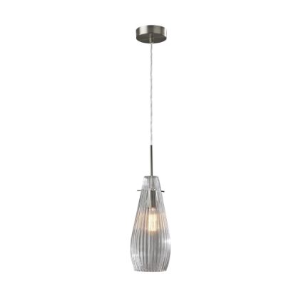 Picture of Adesso Layla Pendant Lamp, 14inH x 4-1/2inW, Clear Shade/Silver Base