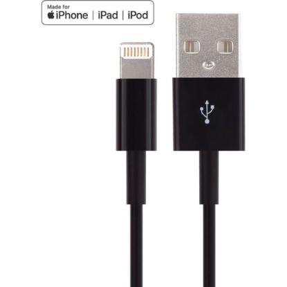 Picture of 4XEM 10FT 3M Black Lightning cable for Apple iPhone/iPad/iPod - MFi Certified - 10FT Black MFi Certified Lightning to USB data sync cable forApple iPad, iPhone, iPod 1 x Lightning Male Proprietary