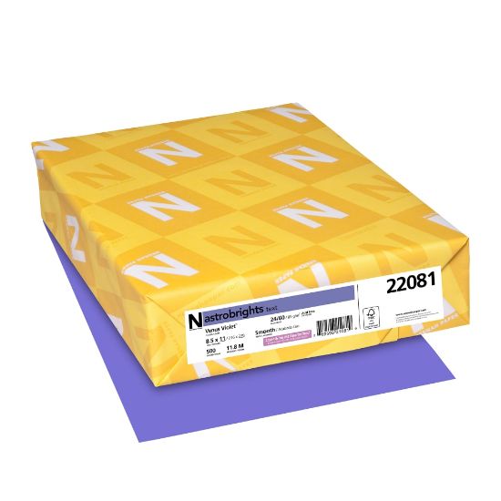 Picture of Neenah Astrobrights Bright Color Copy Paper, 1 Ream, Venus Violet, Letter (8.5in x 11in), 500 Sheets Per Ream, 24 Lb, 98 Brightness