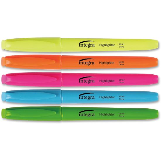 Picture of Integra Pen Style Fluorescent Highlighters - Chisel Point Style - Assorted - 5 / Set