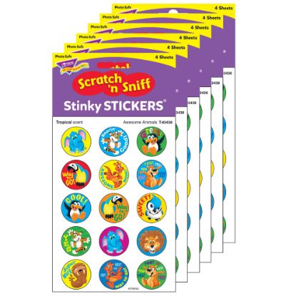 Picture of Trend Stinky Stickers, Awesome Animals/Tropical, 60 Stickers Per Pack, Set Of 6 Packs