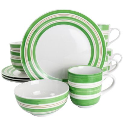 Picture of Gibson Home Sunset Stripes 12-Piece Dinnerware Set, Green