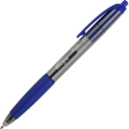 Picture of Integra Rubber Grip Retractable Pens - Medium Pen Point - 1 mm Pen Point Size - Blue - Blue Barrel - 12 / Dozen