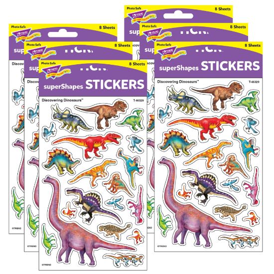 Picture of Trend superShapes Stickers, Discovering Dinosaurs, 152 Stickers Per Pack, Set Of 6 Packs