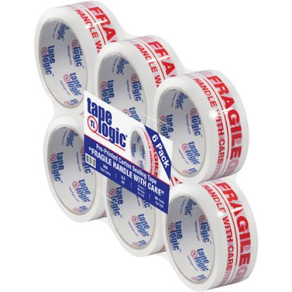 Picture of Tape Logic Fragile Handle With Care Preprinted Carton Sealing Tape, 3in Core, 2in x 55 Yd., Red/White, Case Of 6