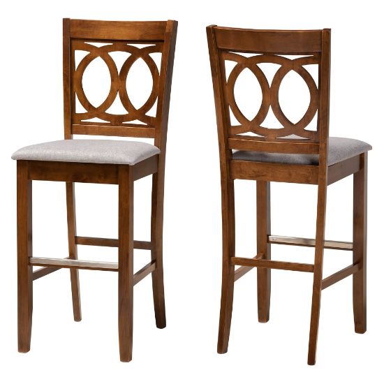 Picture of Baxton Studio Carson Bar Stools With Backs, Gray/Walnut, Set Of 2 Bar Stools