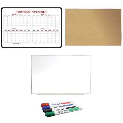 Picture of Ghent Work From Home Bundle, 24in x 36in, White/Cork, Set Of 3 Boards